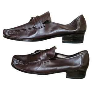 Sunset West Men Vintage Brown Leather Tassel Loafers Size 9.5